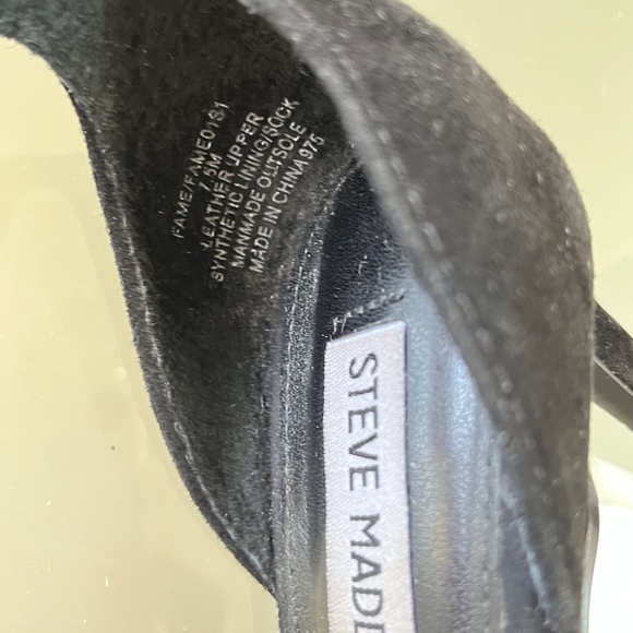 Steve Madden Ankle Strap Luxe Heeled Sandal Black Suede 7.5 PERFECT Condition - Picture 5 of 16